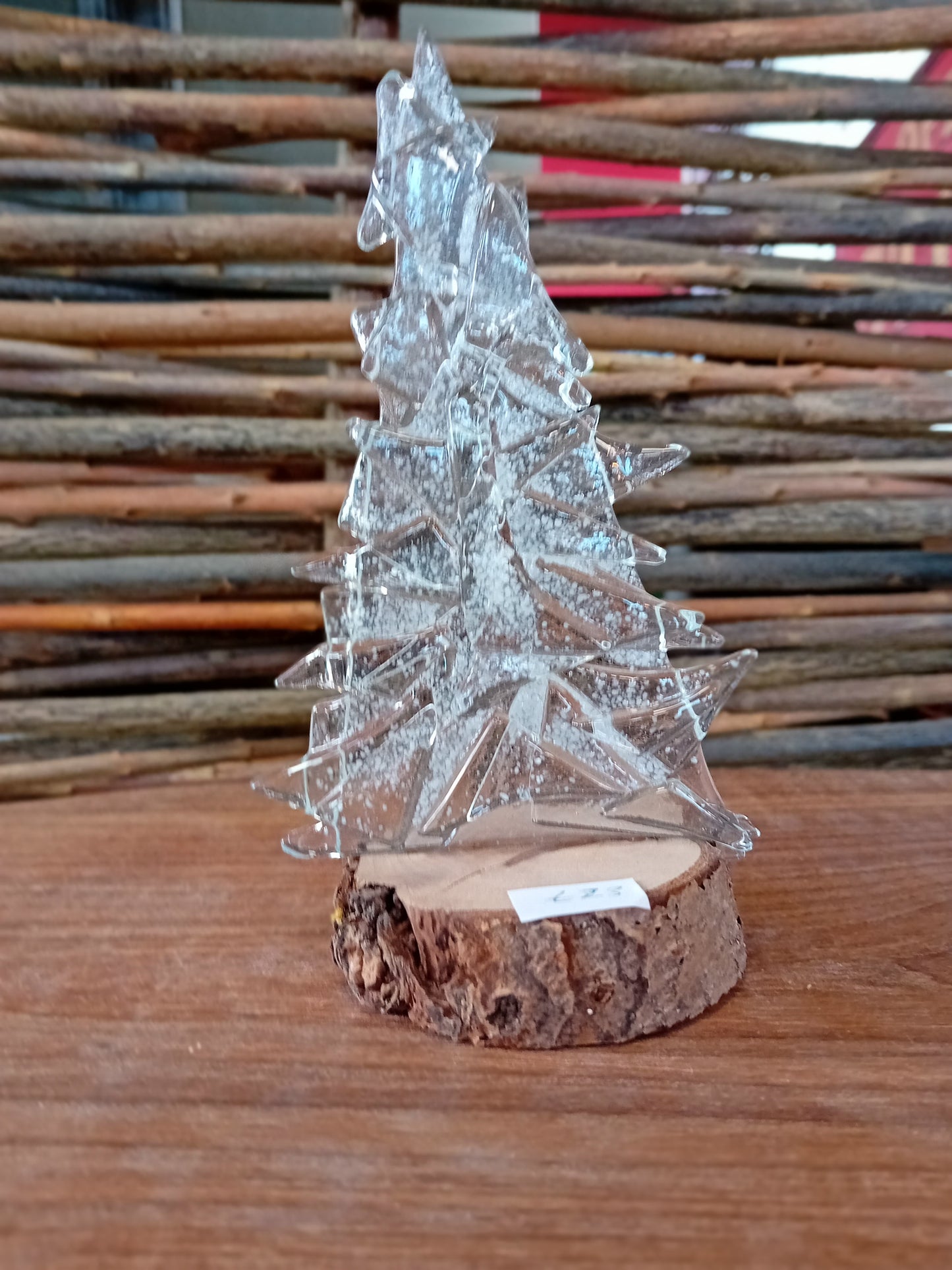 Glass Christmas Trees with Wood Base