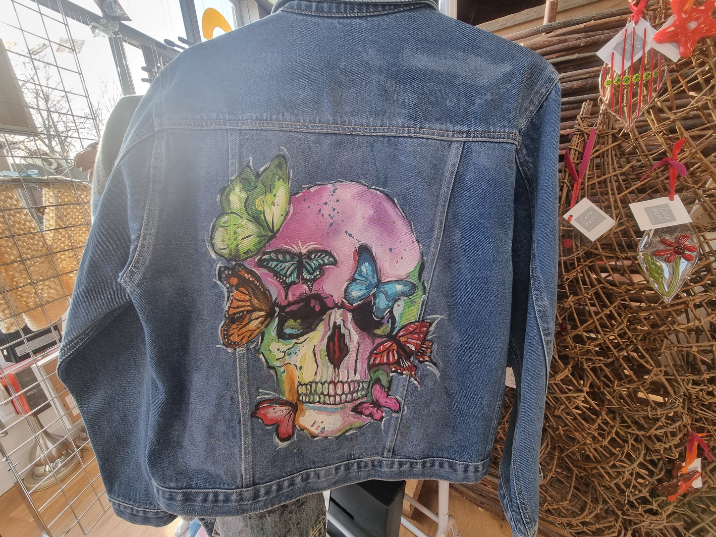 Pink Skull denim jacket