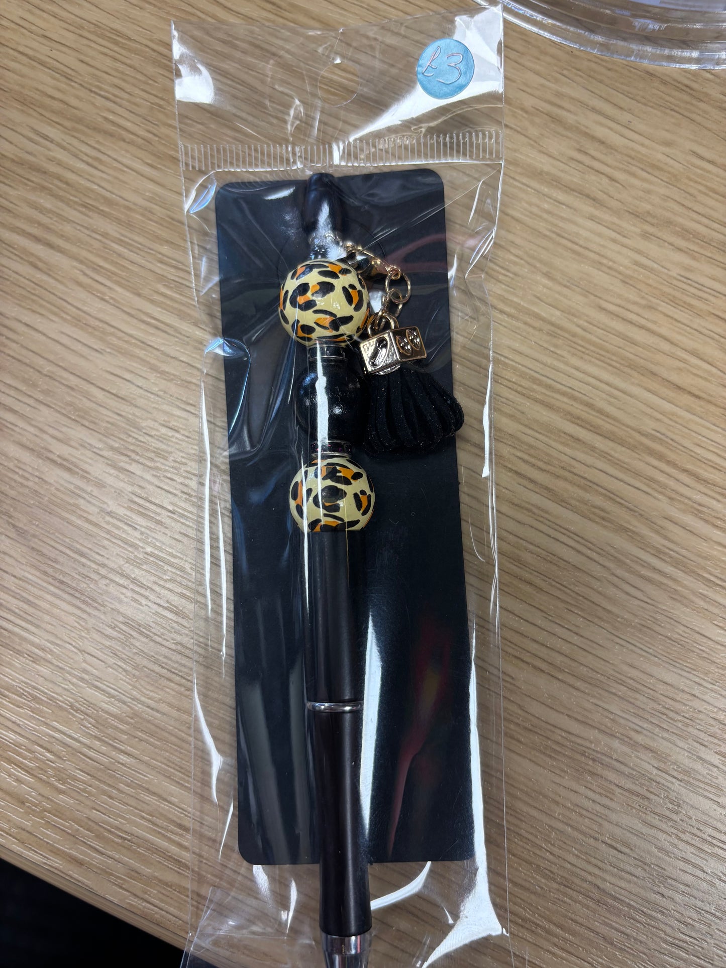 Pen - Yellow and Black Beads/Tassel Charm
