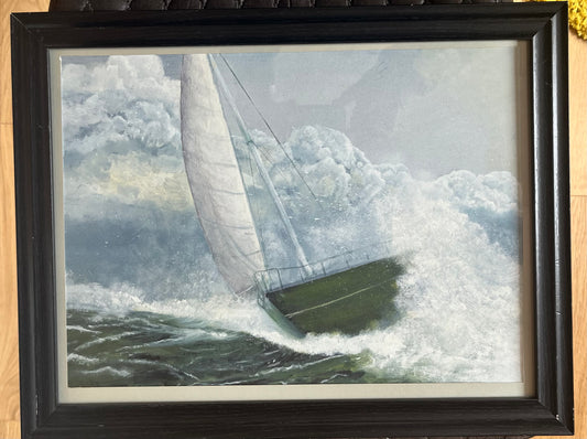 ‘Yacht in a storm’ - Oil Painting