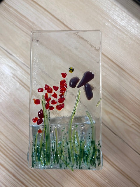 Carla Harris Flower Fused Glass Tealight Holder