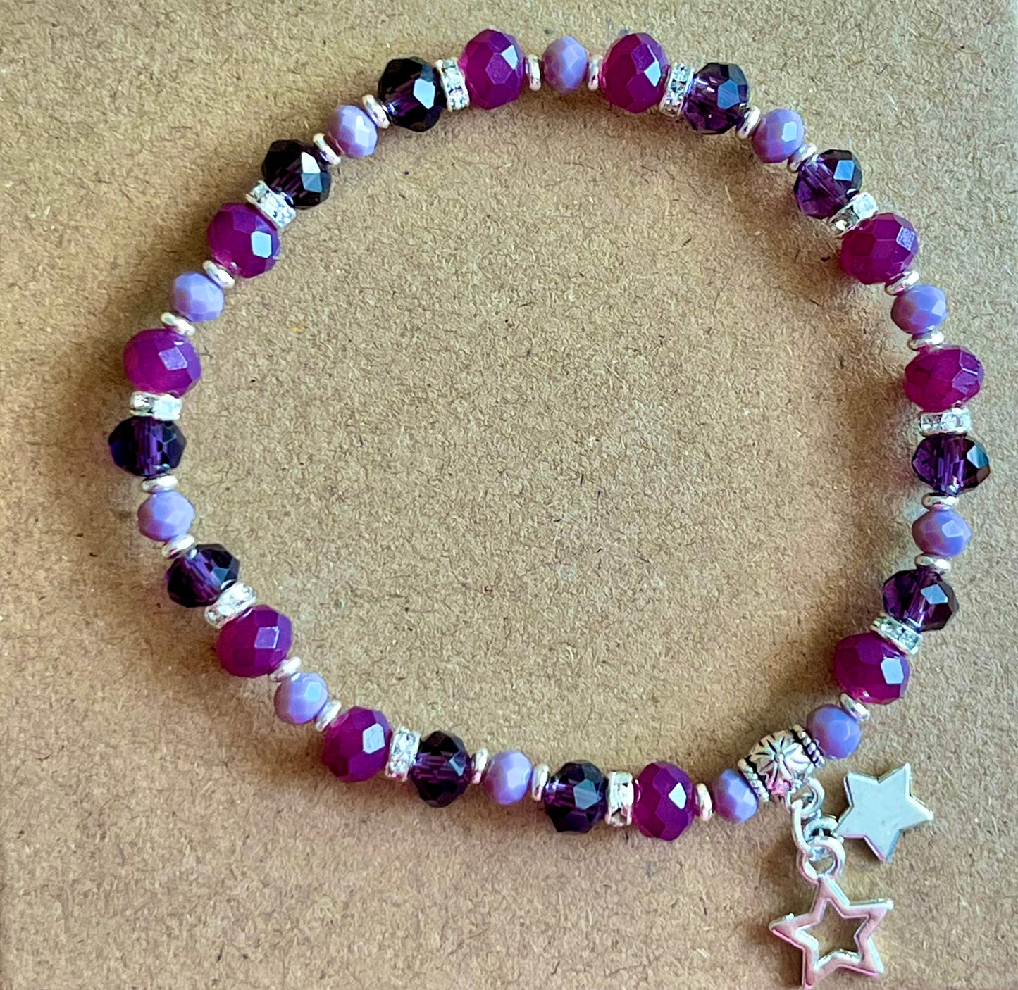 Purple Double Star Charm Bracelet