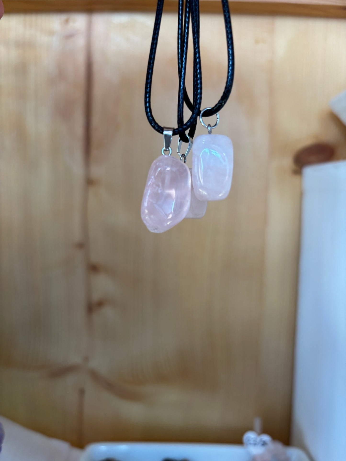 Crystal Necklaces - Rose Quartz Cubes (pink)