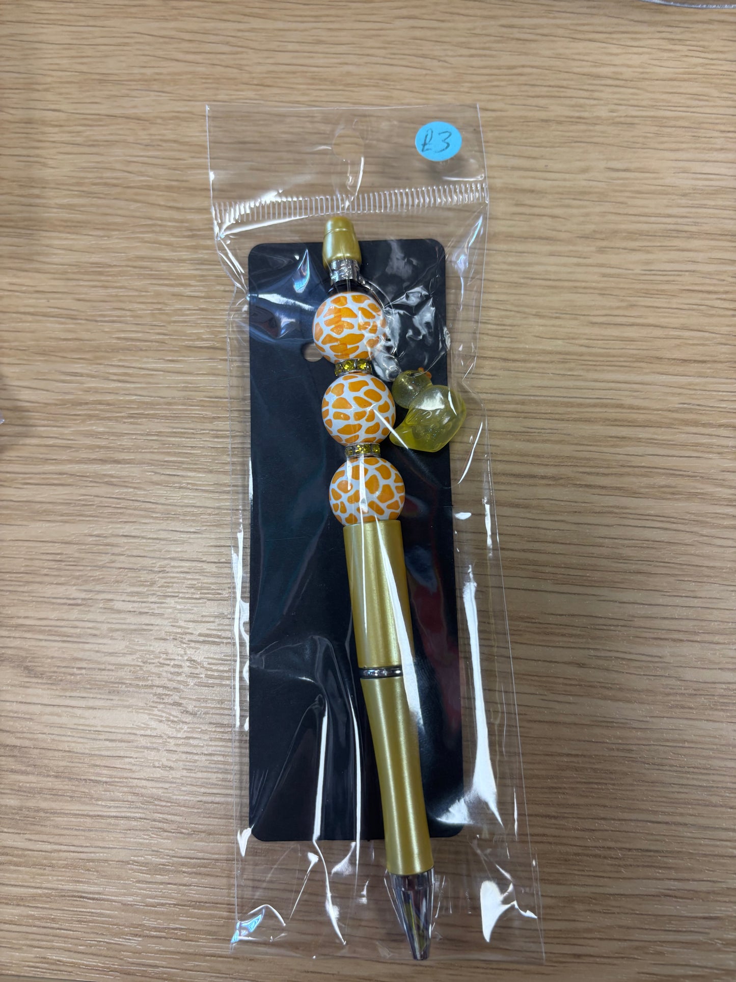 Pen - Yellow Beads/Duck Charm