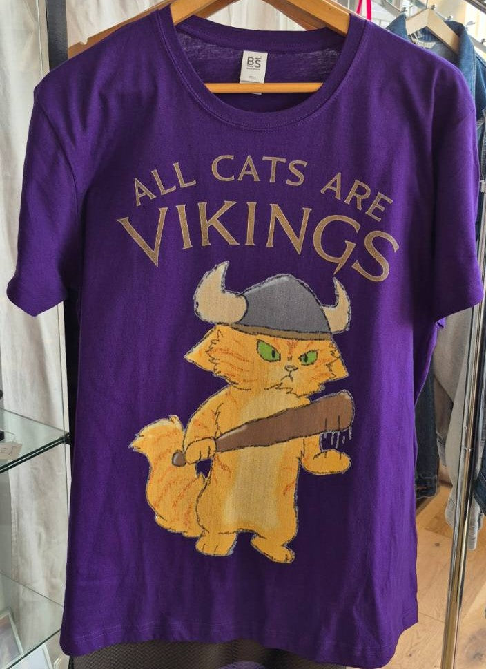 Preorder Only 'All cats are Vikings' Purple Tshirt