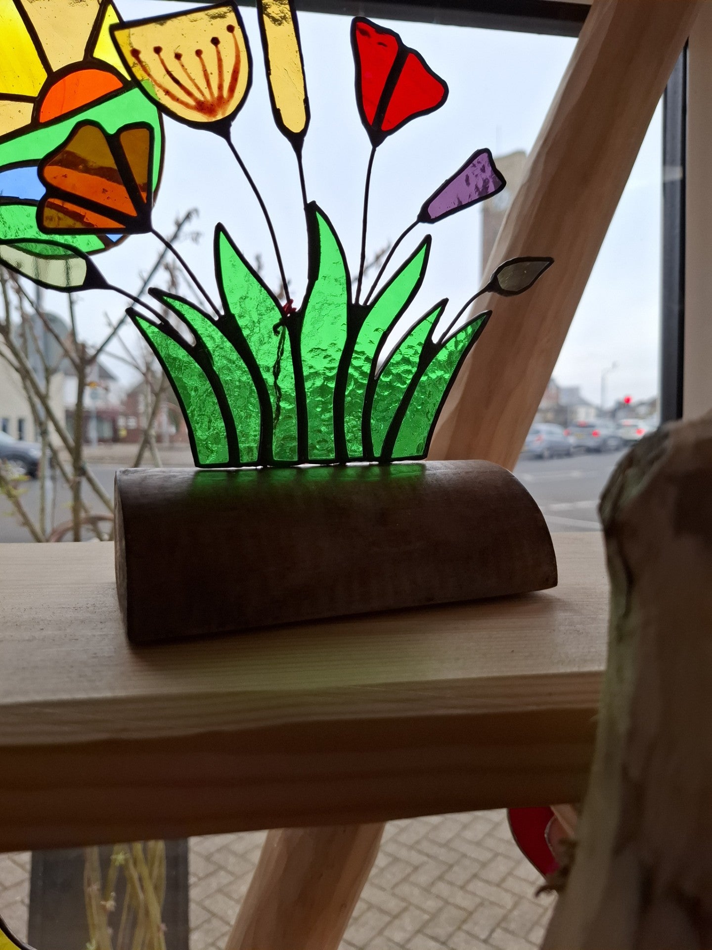Stained Glass Wildflower Block