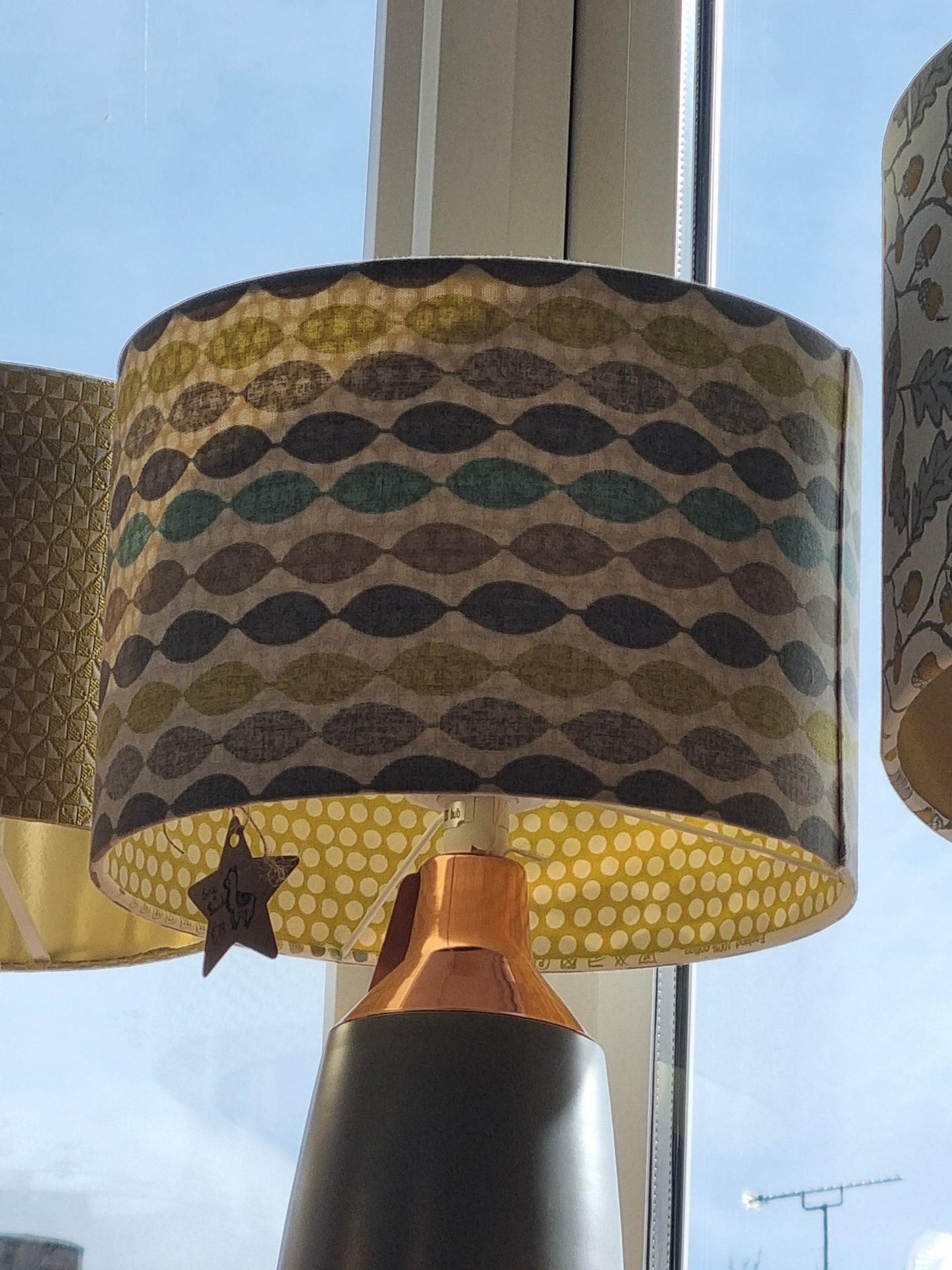 30cm Yellow/Grey/teal pattern shade