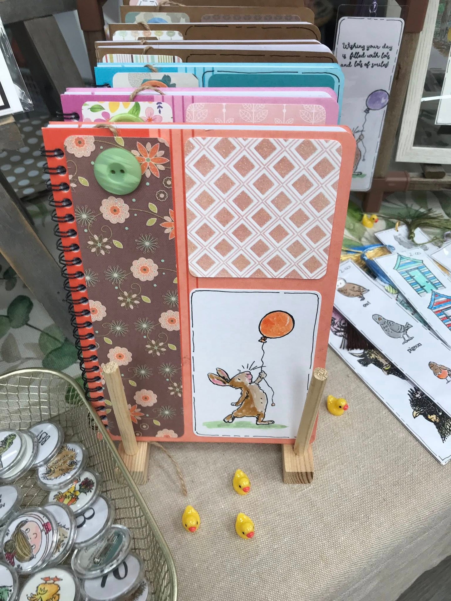 Watercolour Stamped Notebook - Mother Duck