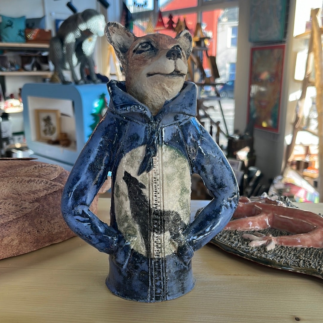 Ceramic Fox in a Coalville Coat