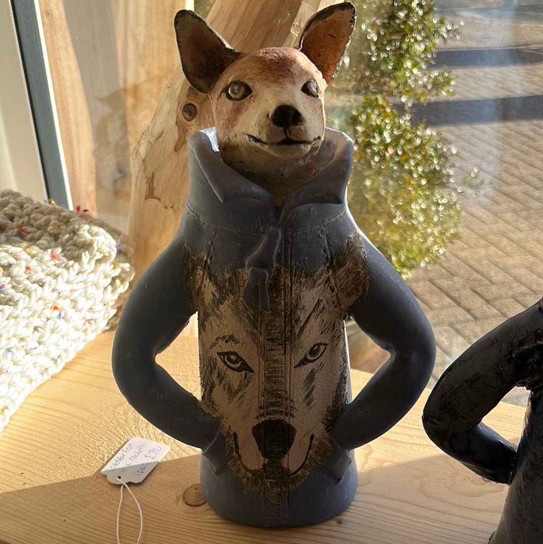Ceramic Fox in a Coalville Coat