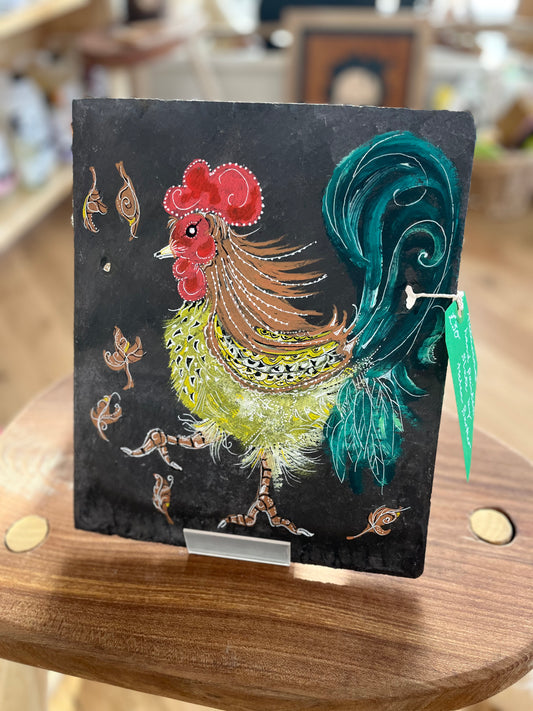 ‘Autumnal Walk’ - Rooster Painting on Slate