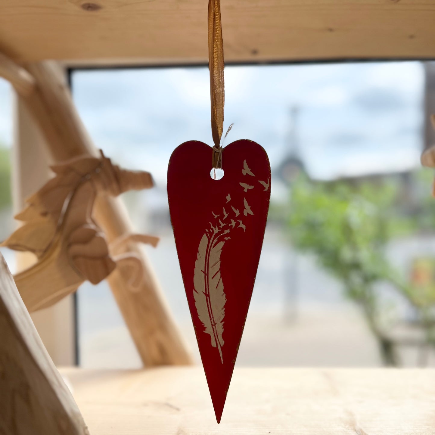 Wooden Hanging Heart
