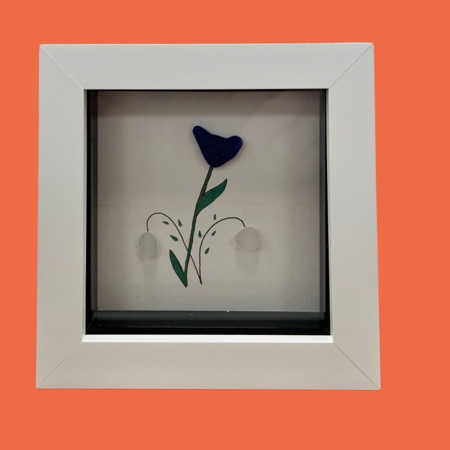 ‘Blue and White Flowers’ - Sea Glass Art