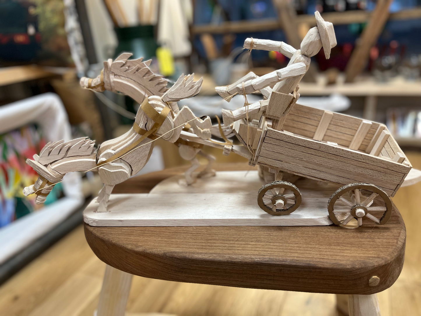 Wagon Crash - Wood Sculpture