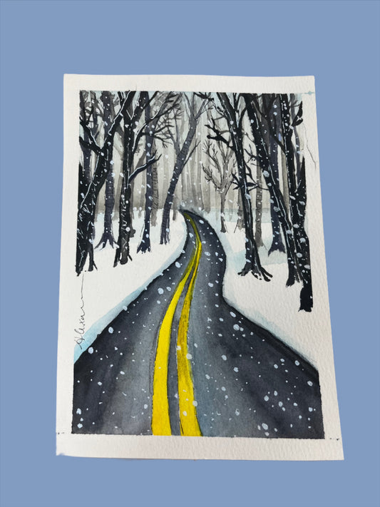 ‘Snowy Road’ - Watercolour