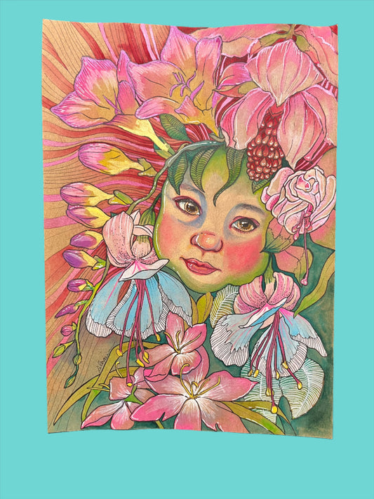 ‘Flower Cherub’ - Mixed Media