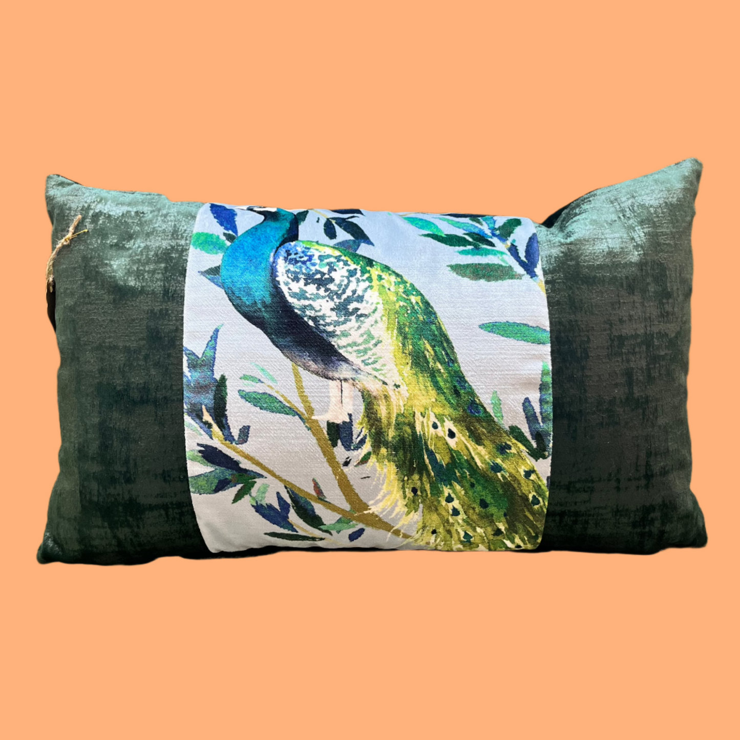 Oblong Peacock Cushion