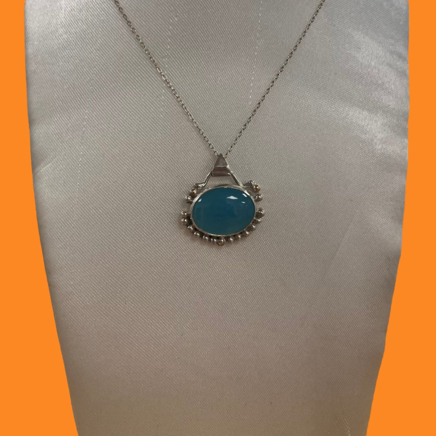 Blue Chalcedony Silver Pendant