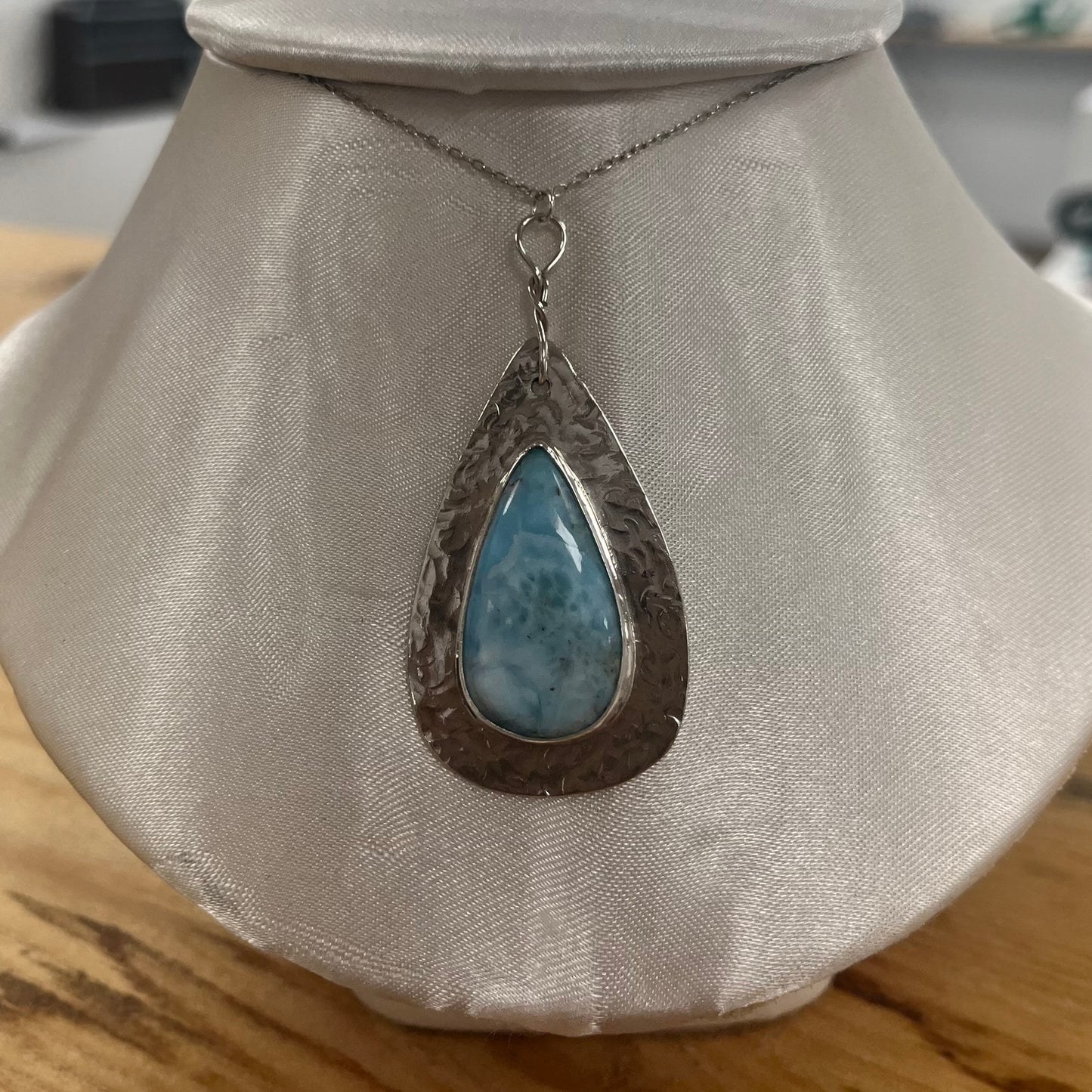 Blue Lapis Hammer Effect Pendant