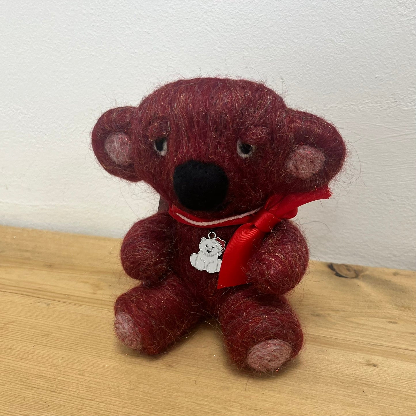 Needle Felted Burgundy Bear