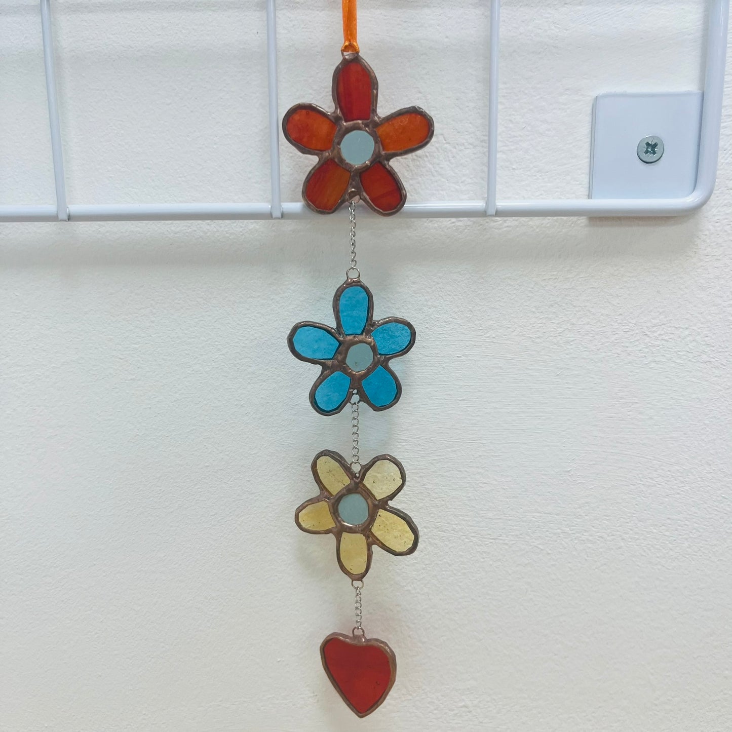 Stained Glass Hanging Flowers & Heart