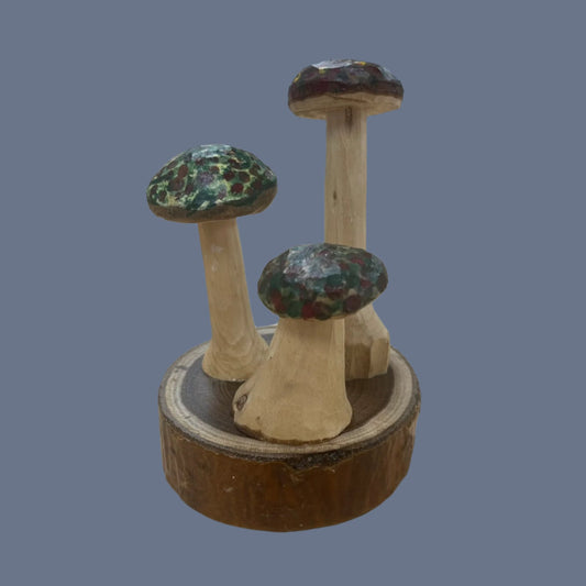 Set of 3 Wooden Toadstools