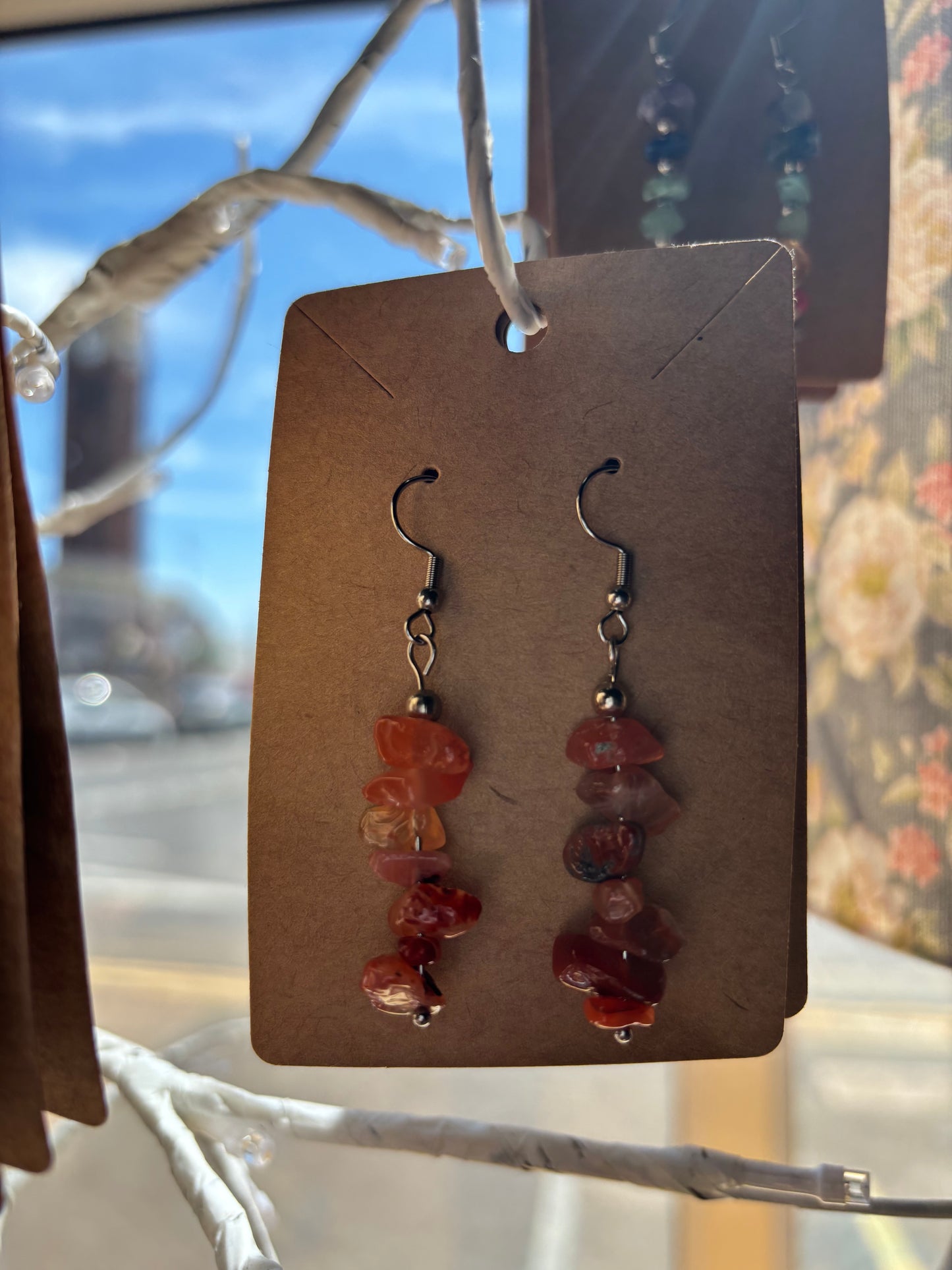 Mixed Crystal Earrings - Orange
