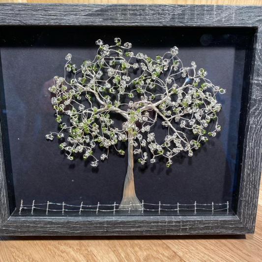 Framed silver wire tree