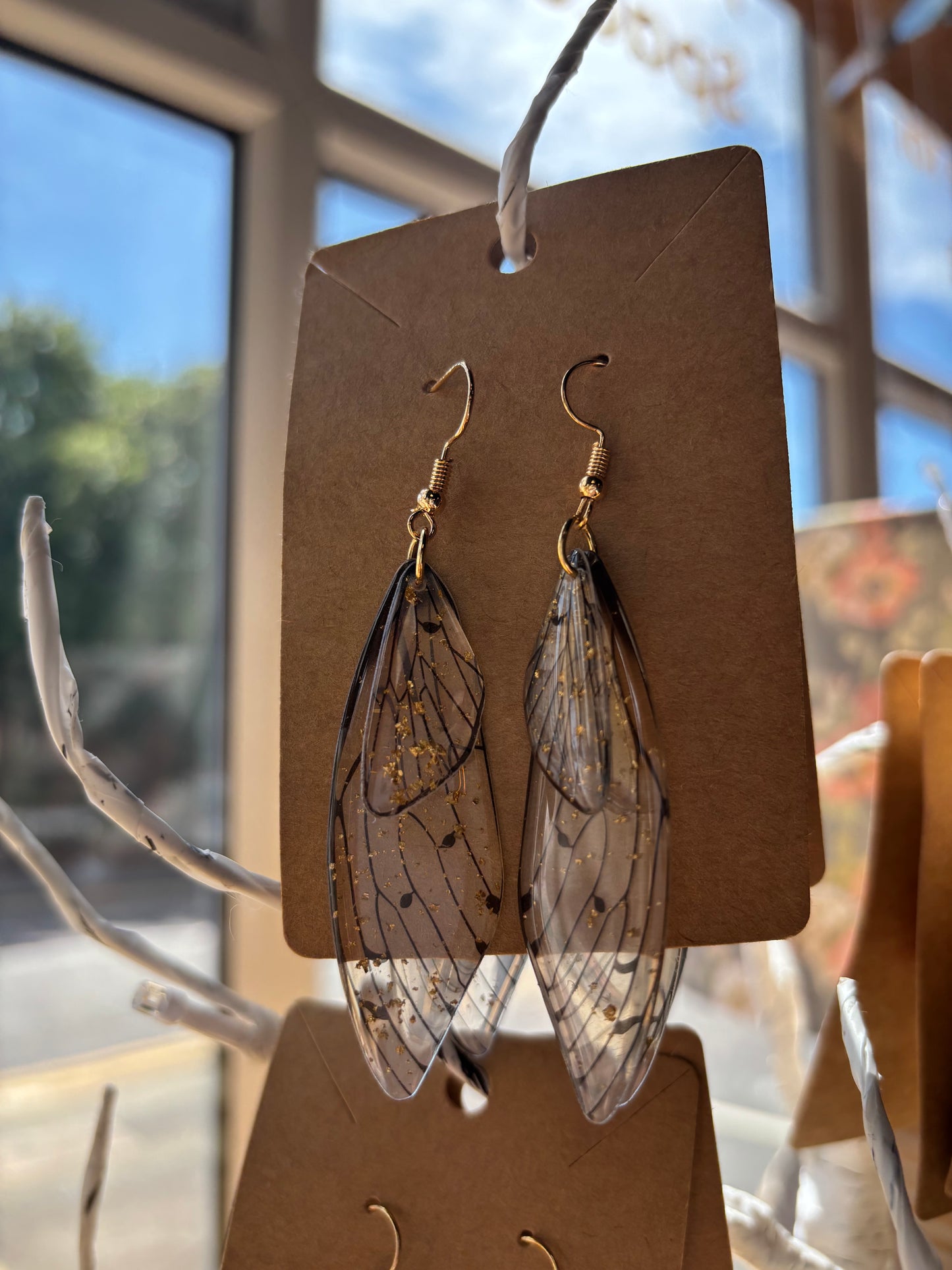 Wing Earrings - Brown