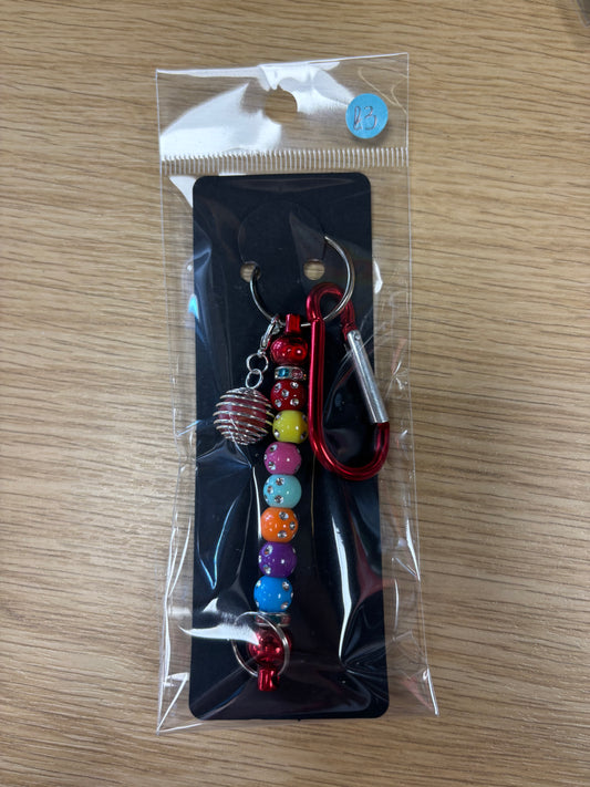 Multi Colour Beads - Red Keyring, Red Charm